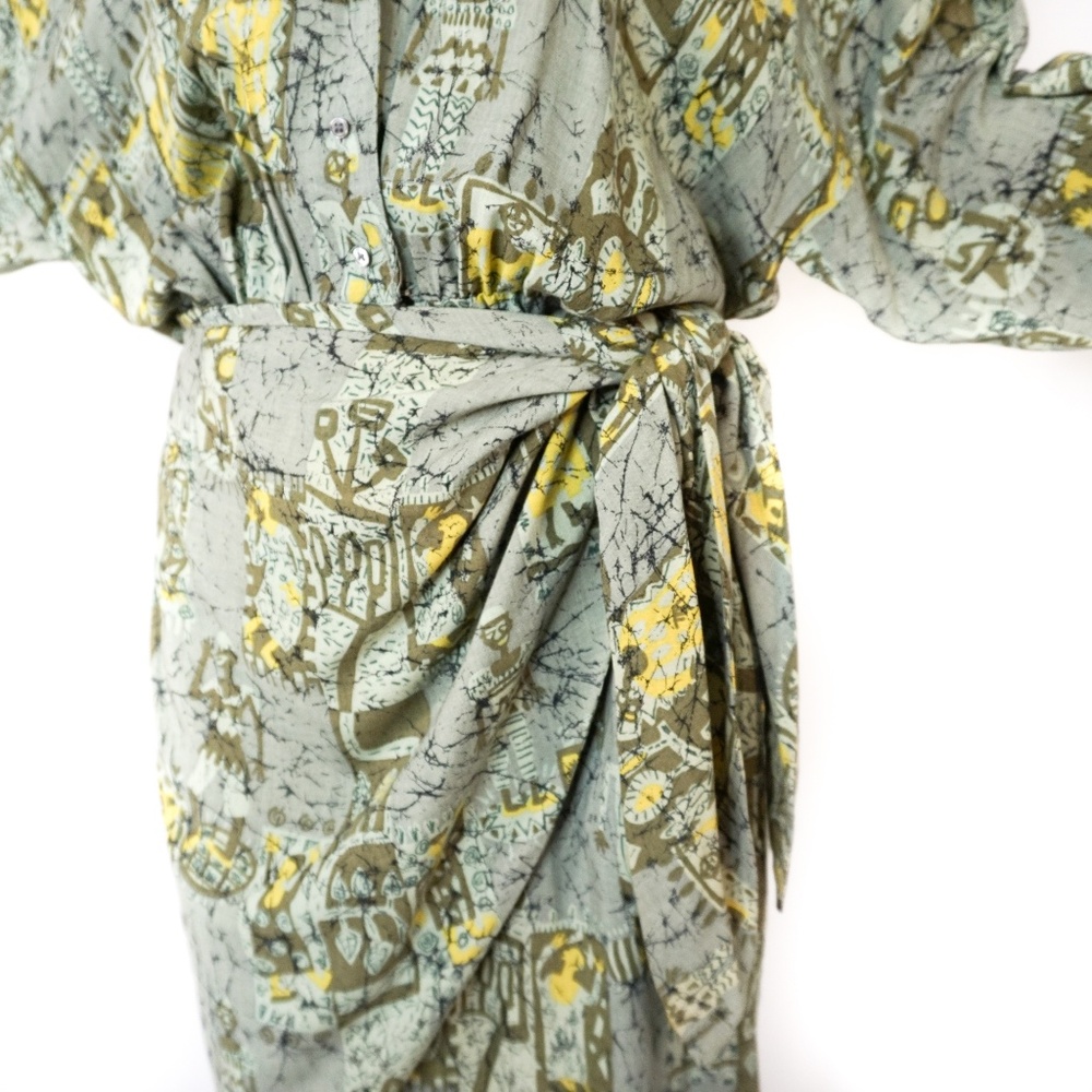 VINTAGE NICOLE MILLER Green Wrap Midi Dress 10 - Picture 7 of 7